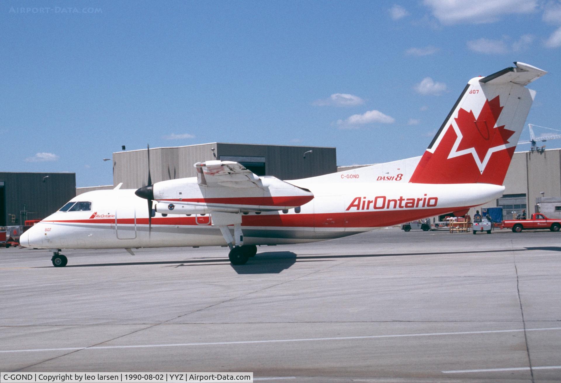 C-GOND, 1987 De Havilland Canada DHC-8-102 Dash 8 C/N 090, Toronto 2.8.1990