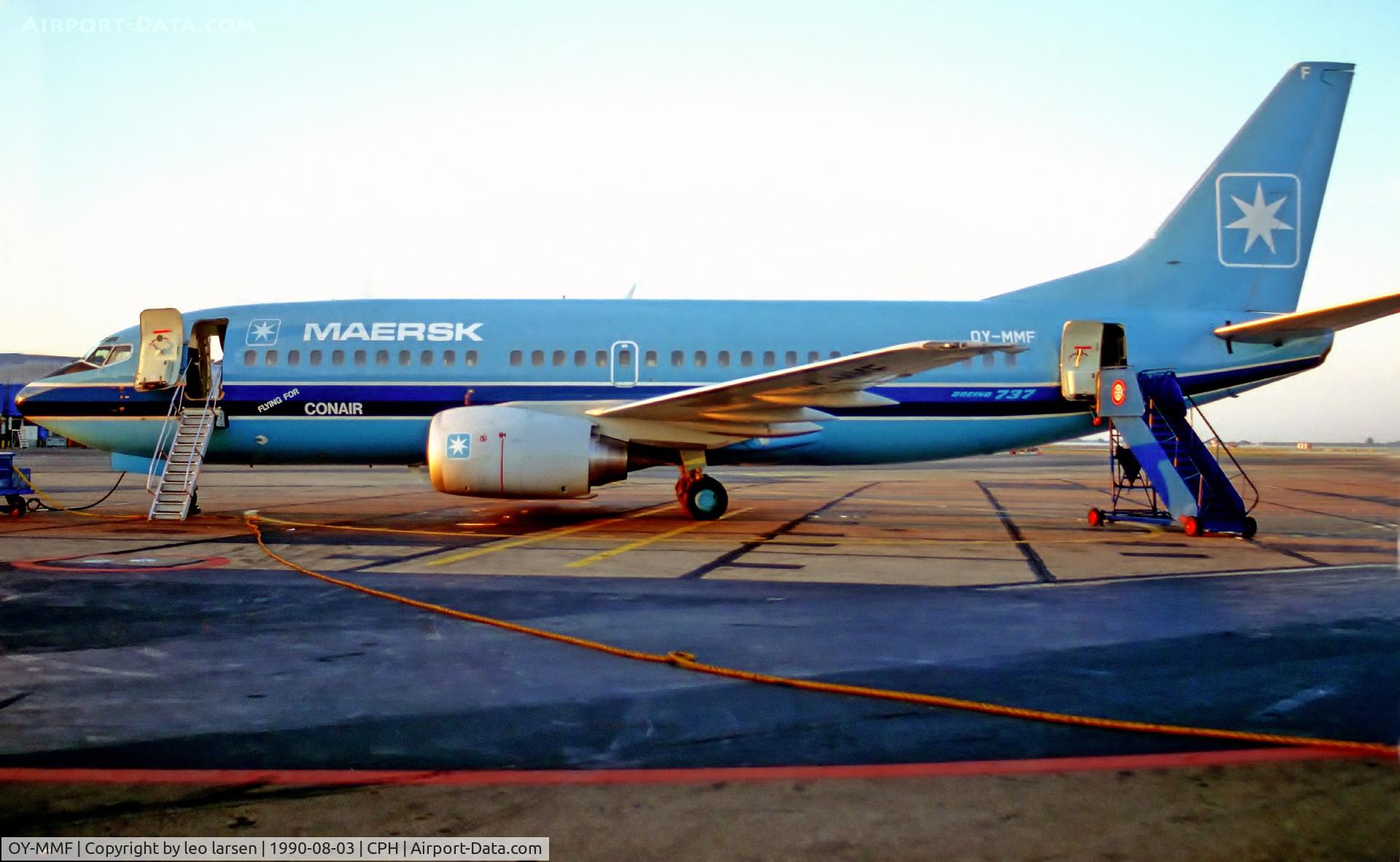 OY-MMF, 1990 Boeing 737-3L9 C/N 24571, Copenhagen 3.8.1990 with flying for Conair