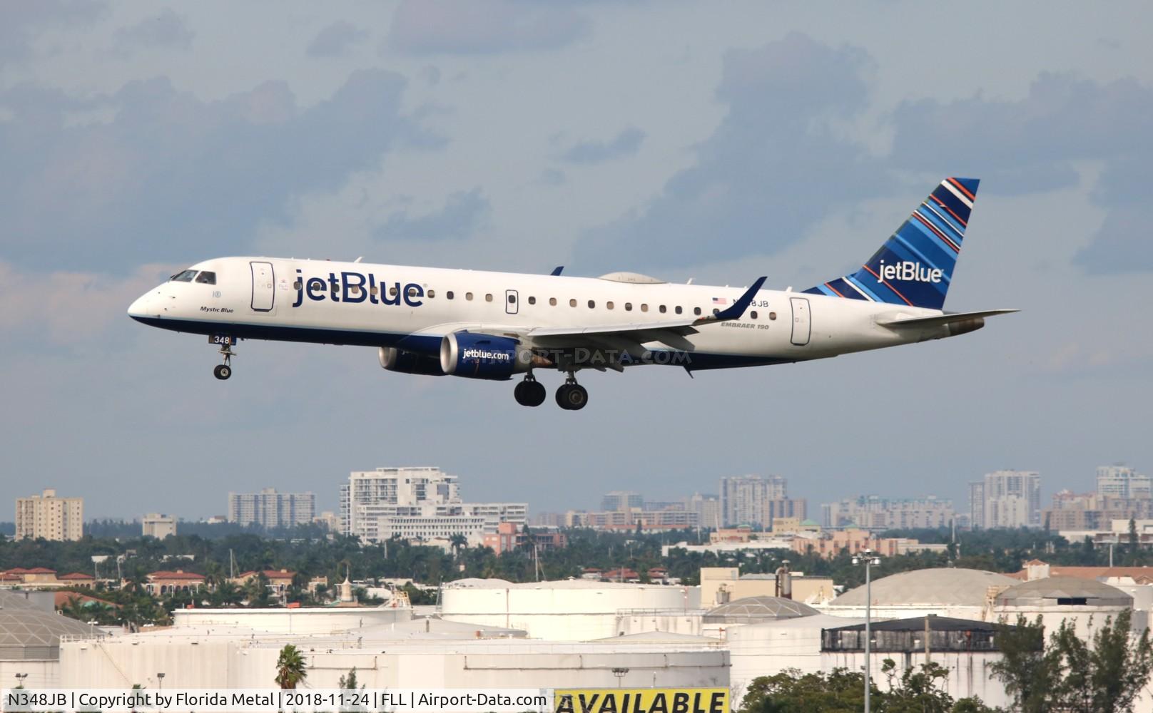 N348JB, 2012 Embraer ERJ-190-100 IGW 190AR C/N 19000511, Jet Blue