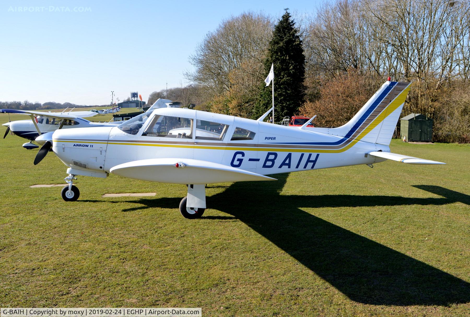 G-BAIH, 1972 Piper PA-28R-200-2 Cherokee Arrow II C/N 28R-7335011, Piper PA-28R-200-2 Cherokee Arrow II at Popham.