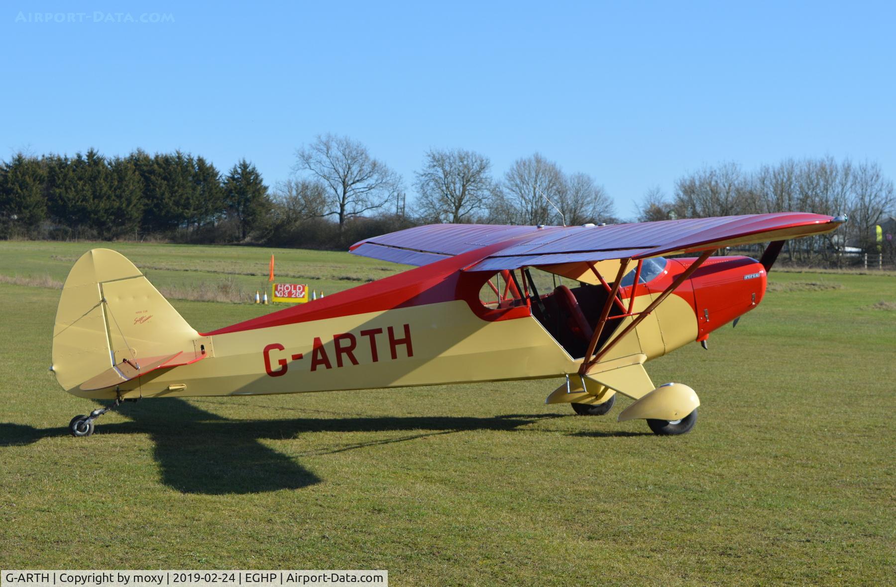 G-ARTH, 1947 Piper PA-12 Super Cruiser C/N 12-3278, Piper PA-12 Super Cruiser at Popham. Ex EI-ADO