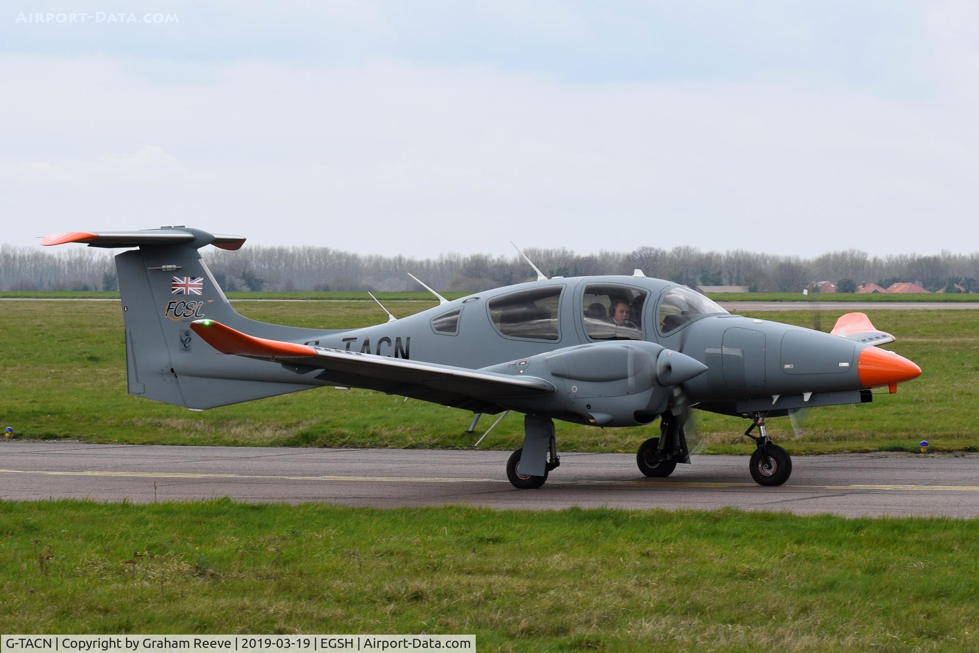 G-TACN, 2017 Diamond DA-62 C/N 62.044, Departing from Norwich.