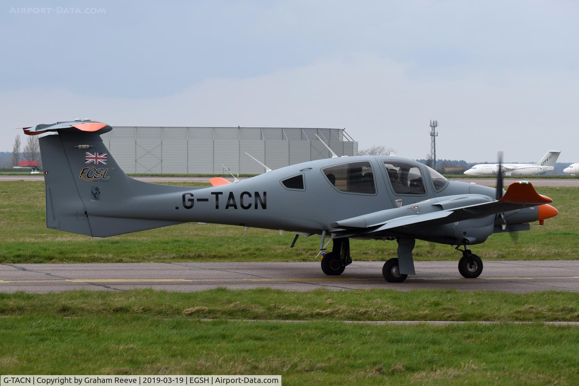 G-TACN, 2017 Diamond DA-62 C/N 62.044, Departing from Norwich.