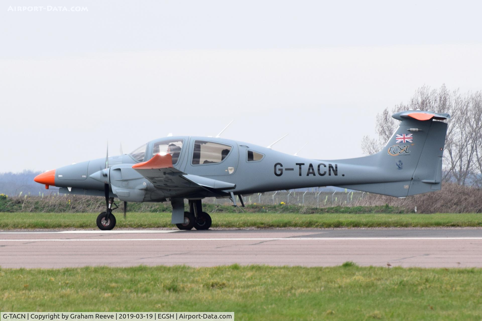 G-TACN, 2017 Diamond DA-62 C/N 62.044, Departing from Norwich.