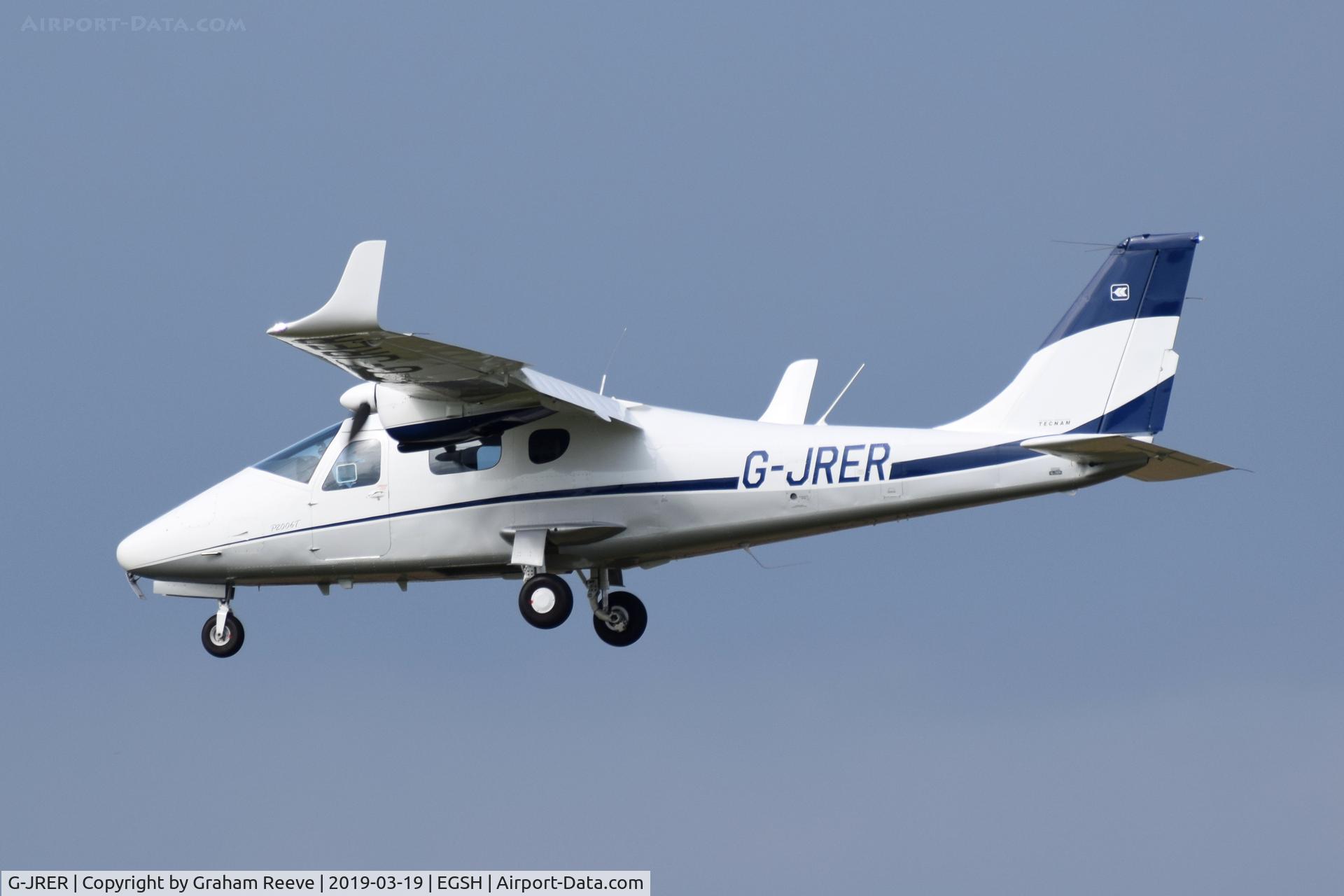 G-JRER, 2017 Tecnam P-2006T C/N 194, Landing at Norwich.