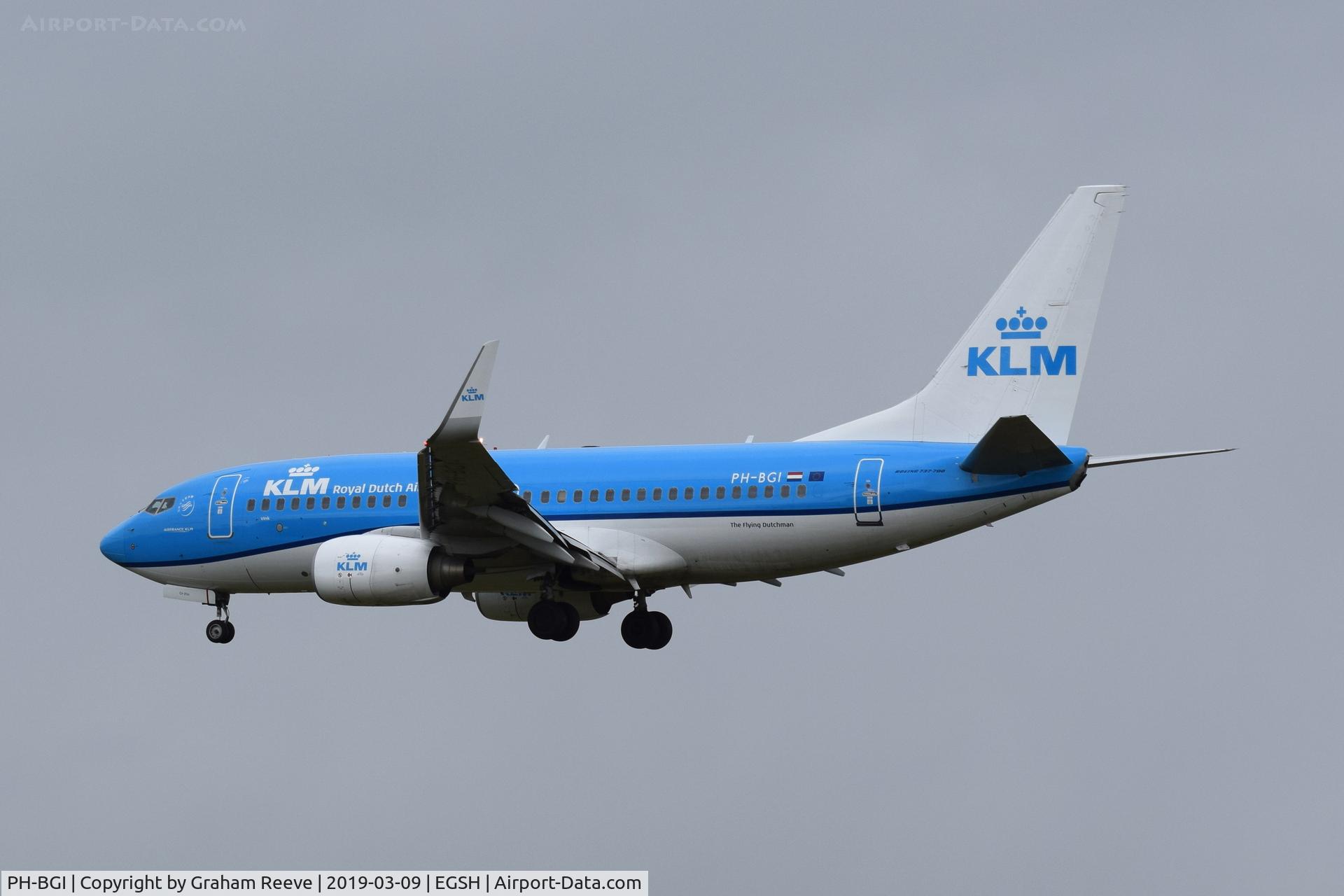 PH-BGI, 2010 Boeing 737-7K2 C/N 30364, Landing at Norwich.