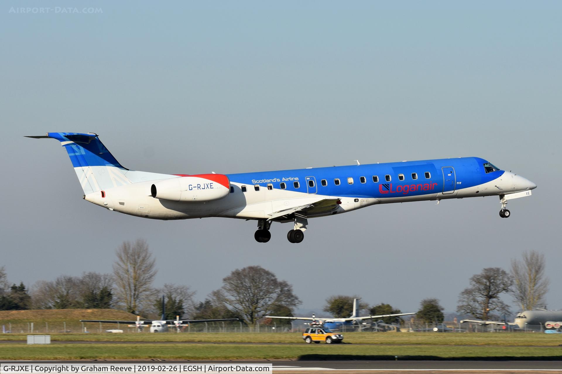 G-RJXE, 2000 Embraer EMB-145EP (ERJ-145EP) C/N 145245, Now flying with Loganair logo's.
