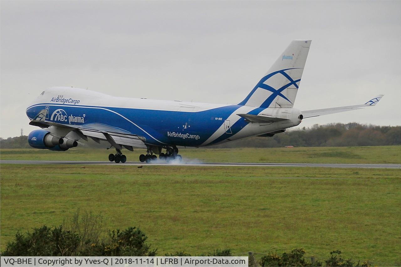 VQ-BHE, 2008 Boeing 747-4KZF (SCD) C/N 36784, Boeing 747-4KZF, Landing rwy 25L, Brest-Bretagne Airport (LFRB-BES)