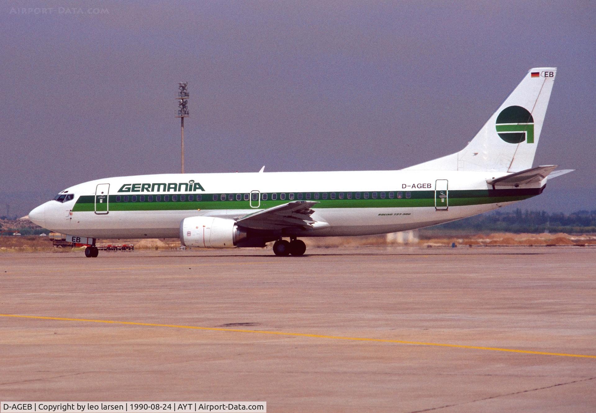 D-AGEB, 1989 Boeing 737-35B C/N 23971, Antalya 24.8.1990