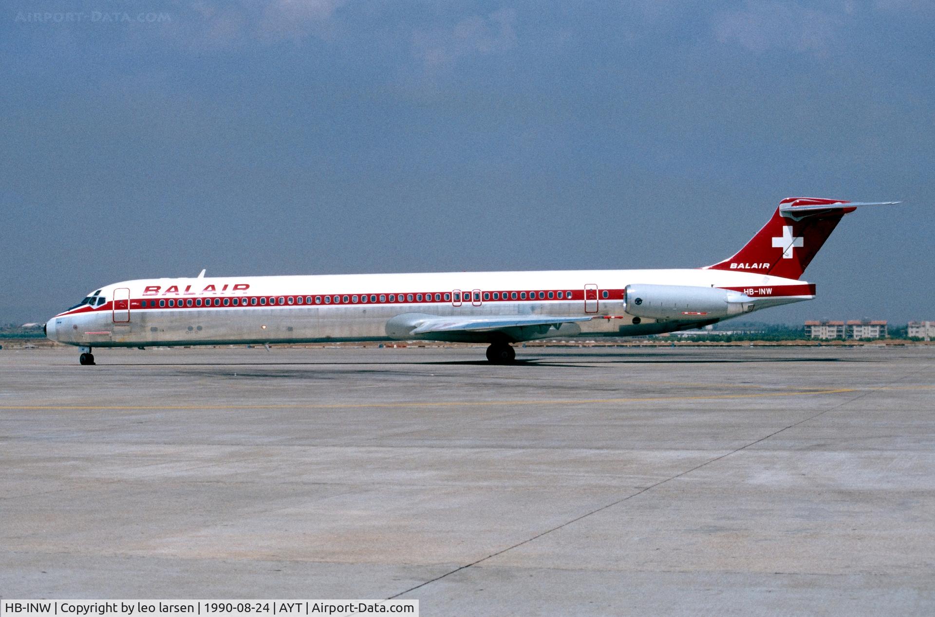 HB-INW, 1987 McDonnell Douglas MD-83 (DC-9-83) C/N 49569, Antalya 24.8.1990