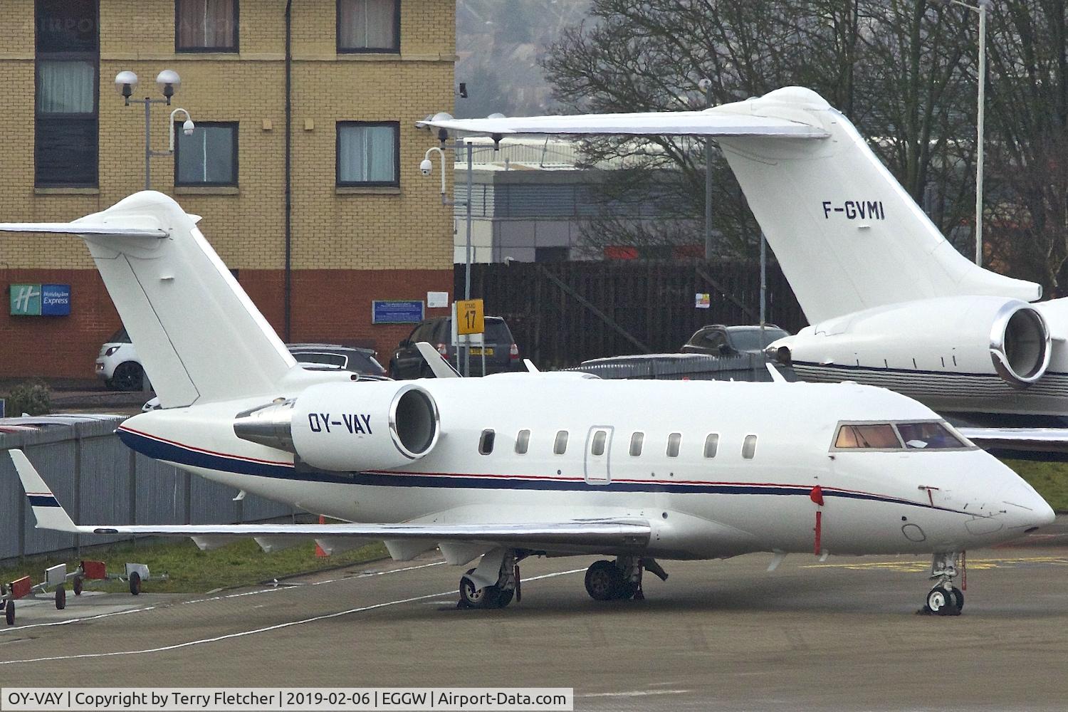 OY-VAY, 2011 Bombardier Challenger 605 (CL-600-2B16) C/N 5889, At Luton