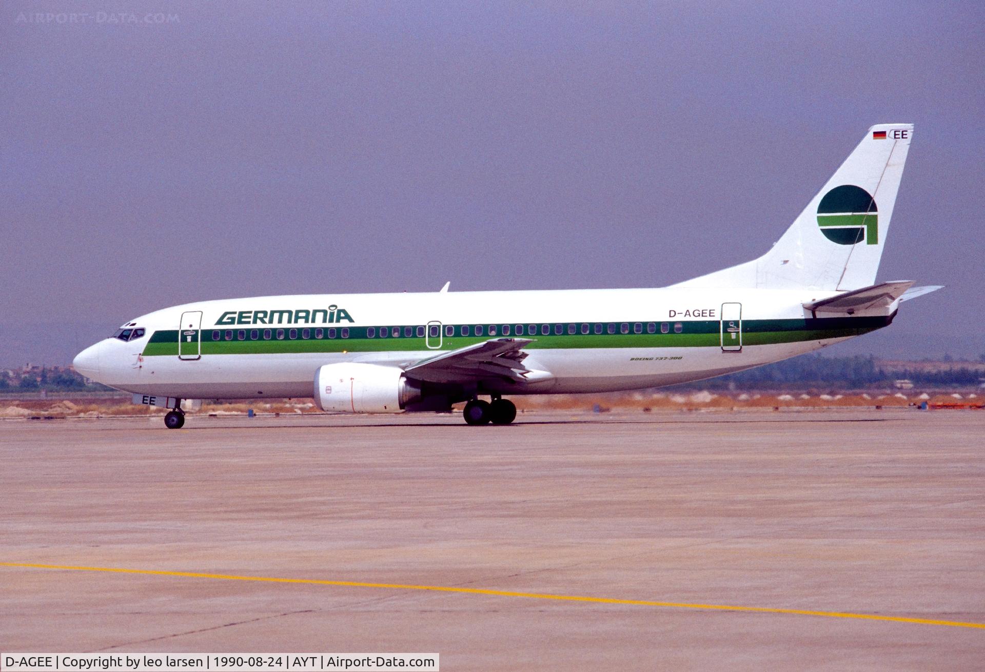 D-AGEE, 1988 Boeing 737-35B C/N 24238, Antalya 24.8.1990
