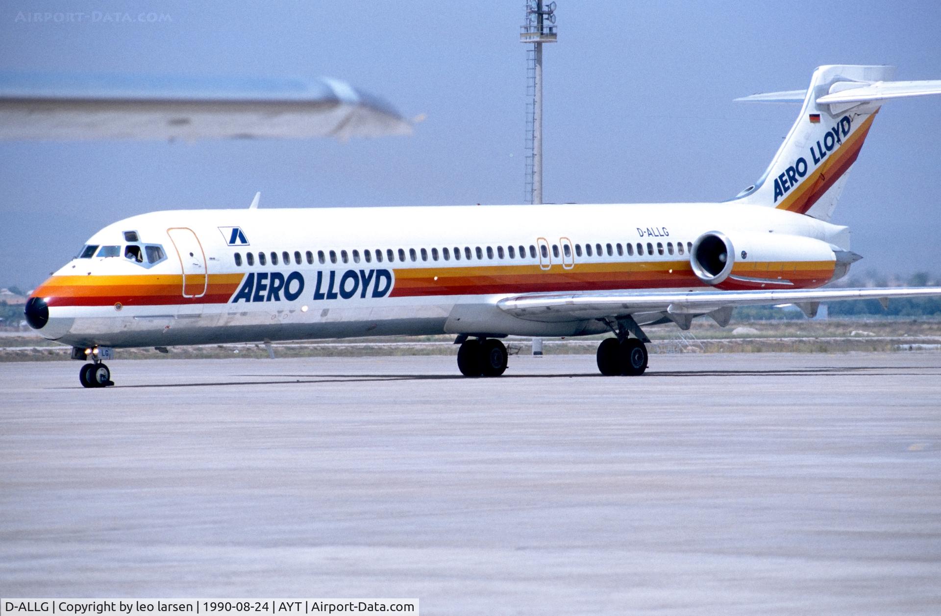 D-ALLG, 1988 McDonnell Douglas MD-87 (DC-9-87) C/N 49670, Antalya 24.8.1990