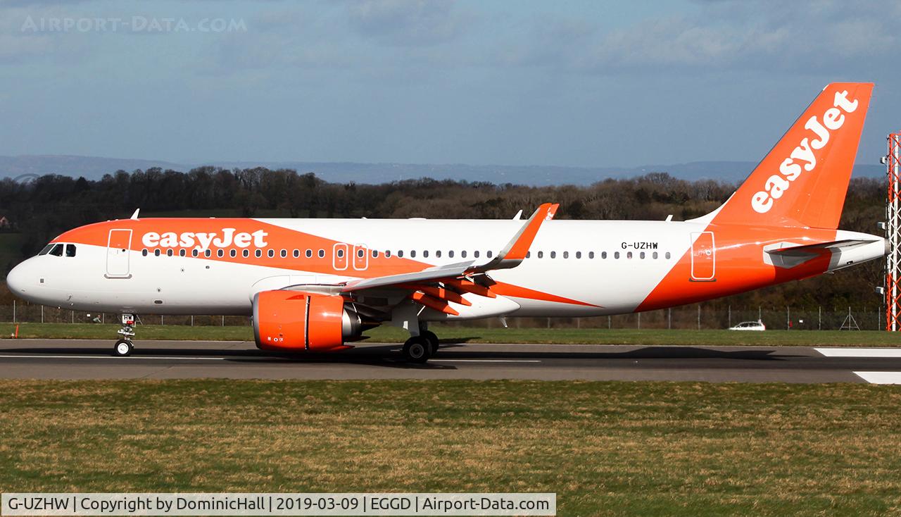 G-UZHW, 2019 Airbus A320-251N C/N 8759, Landing on 27 @ EGGD