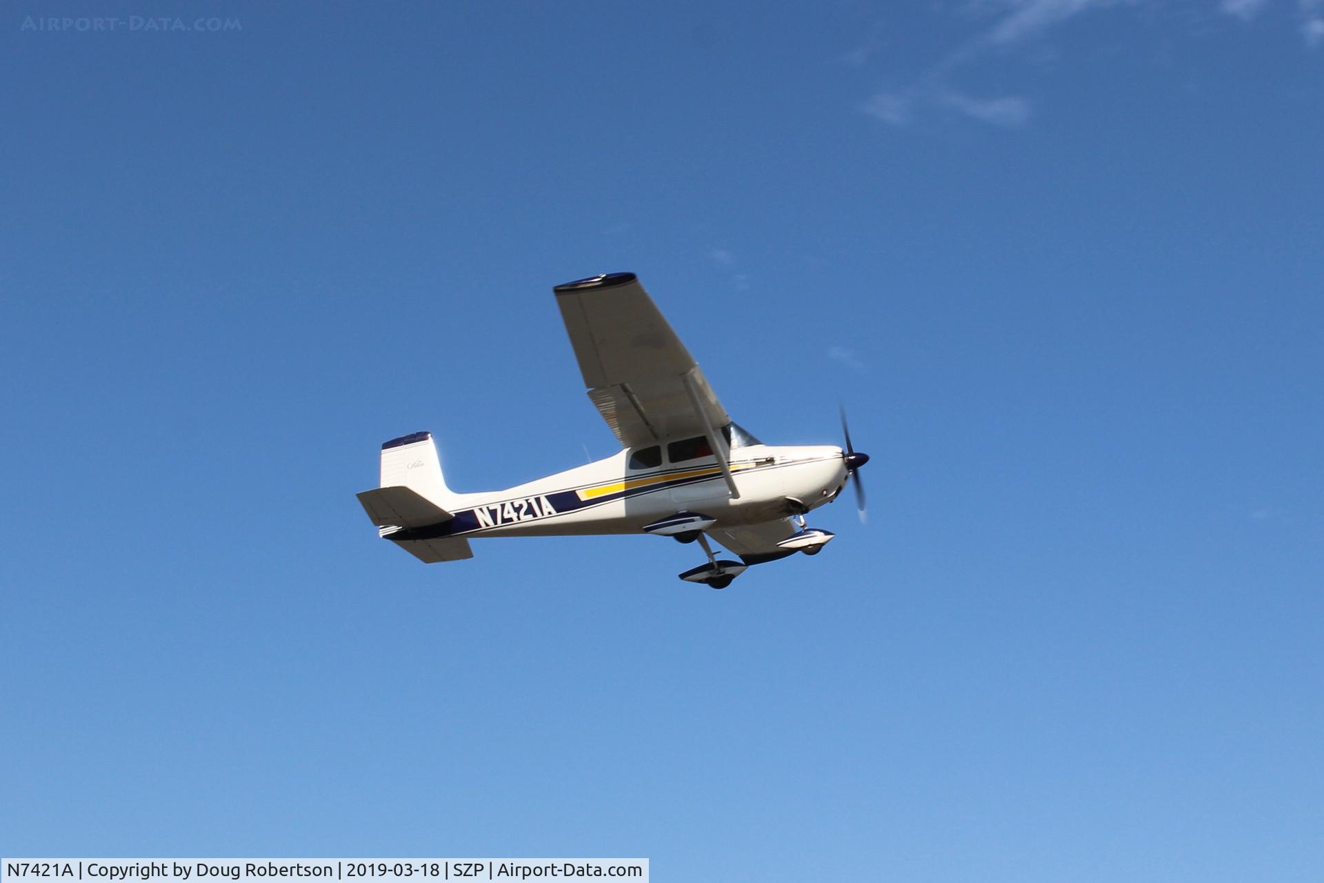 N7421A, 1956 Cessna 172 C/N 29521, 1956 Cessna 172, not a Skyhawk, Continental O-300 145 Hp, takeoff climb Rwy 04