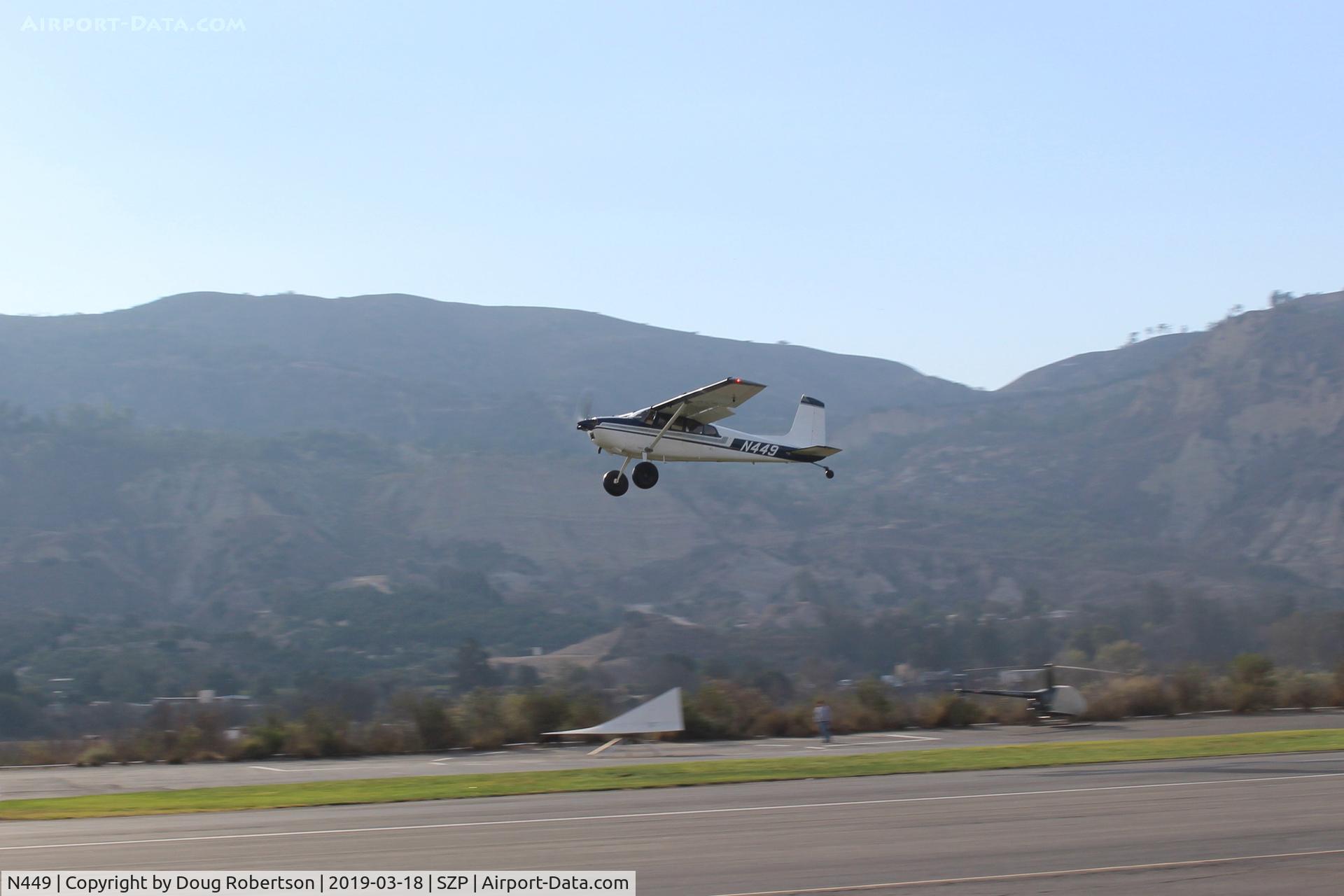 N449, 1969 Cessna 180H Skywagon C/N 18052100, 1969 Cessna 180H SKYWAGON, Continental O-470-A 230 Hp, takeoff climb Rwy 04