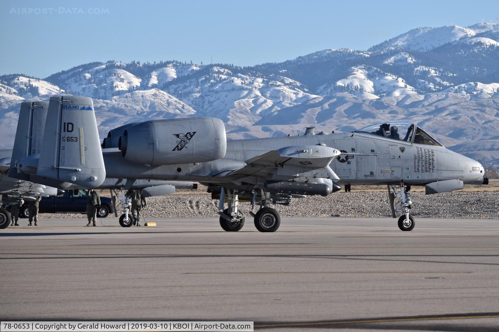 78-0653, 1978 Fairchild Republic A-10C Thunderbolt II C/N A10-0273, Leaving the pre flight checks for RWY 10R.  190th Fighter Sq., 124th Fighter Wing, Idaho ANG.