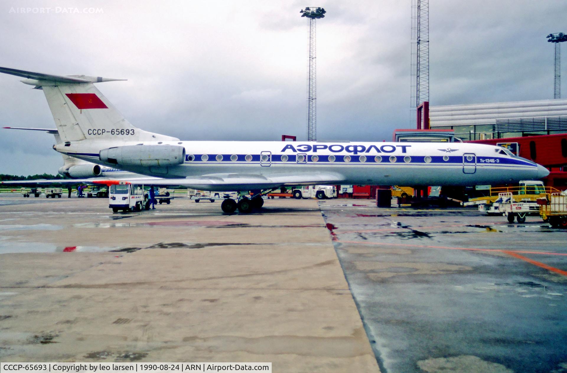CCCP-65693, 1980 Tupolev Tu-134B-3 C/N 63221, Stockholm Arlanda 24.8.1990