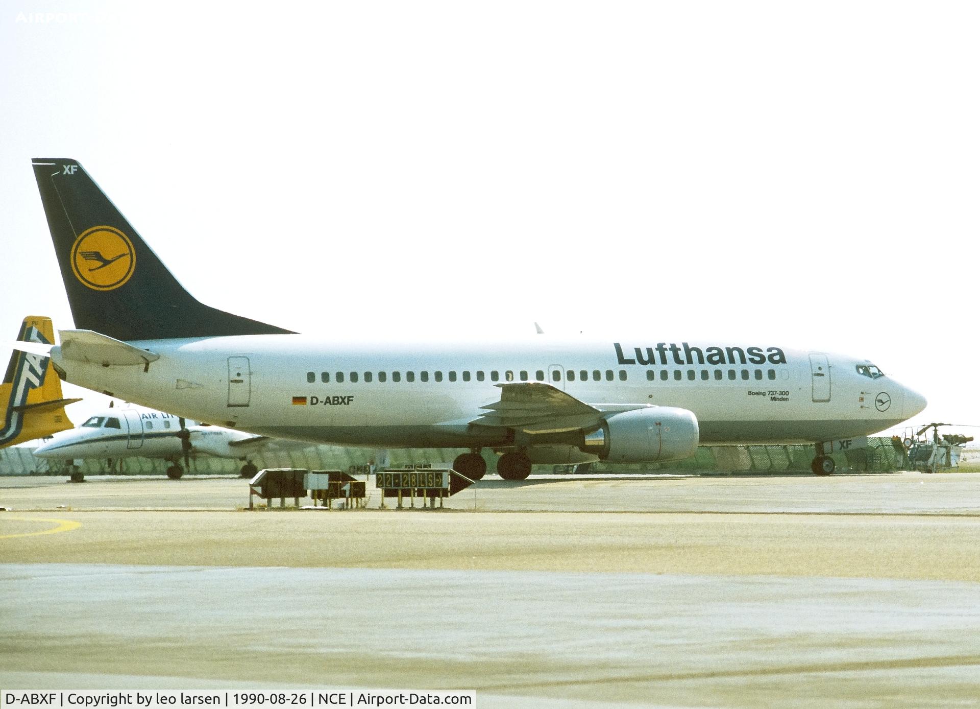 D-ABXF, 1986 Boeing 737-330 C/N 23527, Nice 26.8.1990
