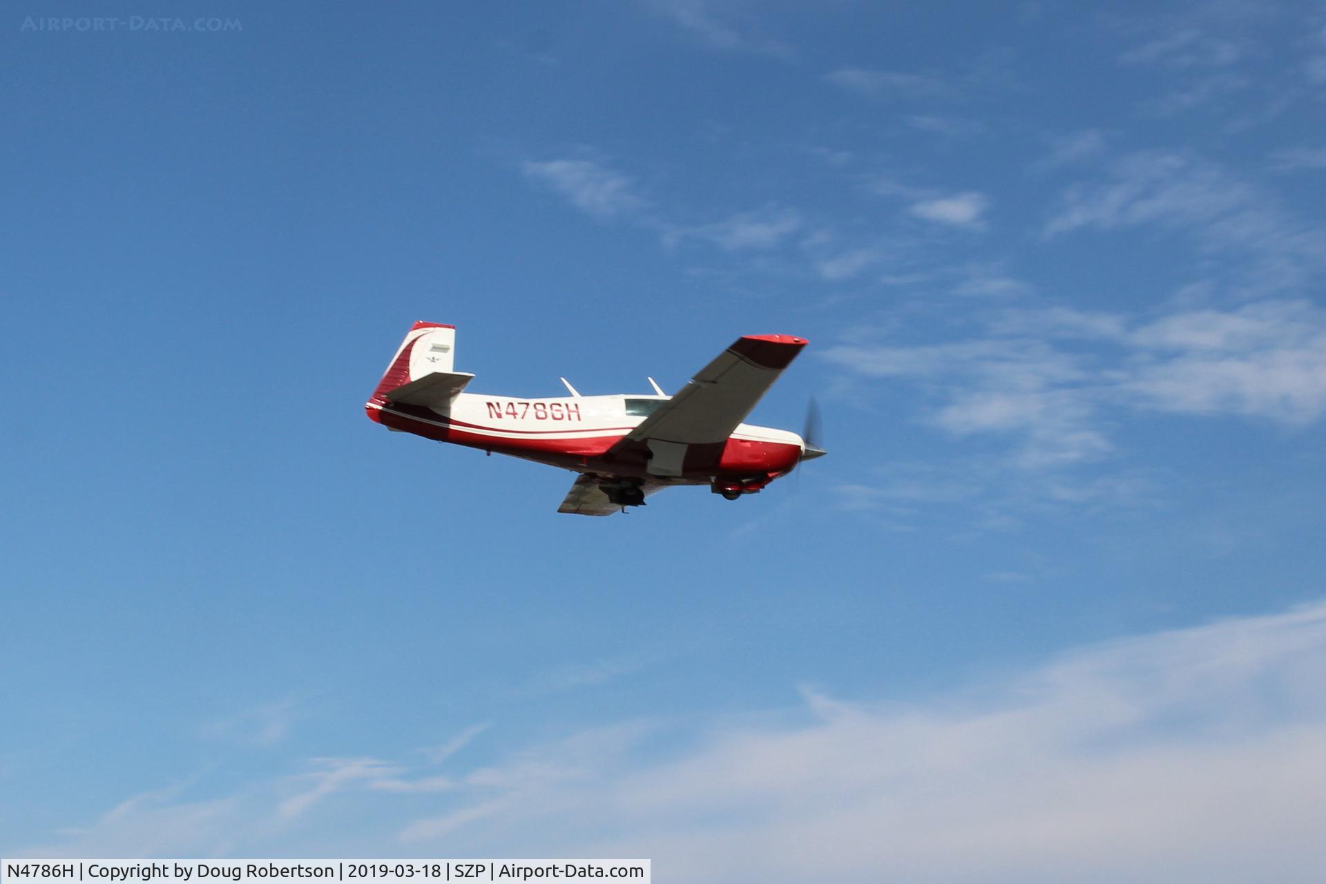 N4786H, 1979 Mooney M20J 201 C/N 24-0876, 1979 Mooney M20J 201, Lycoming IO-360 A&C 200 Hp, takeoff climb Rwy 04, gear coming up