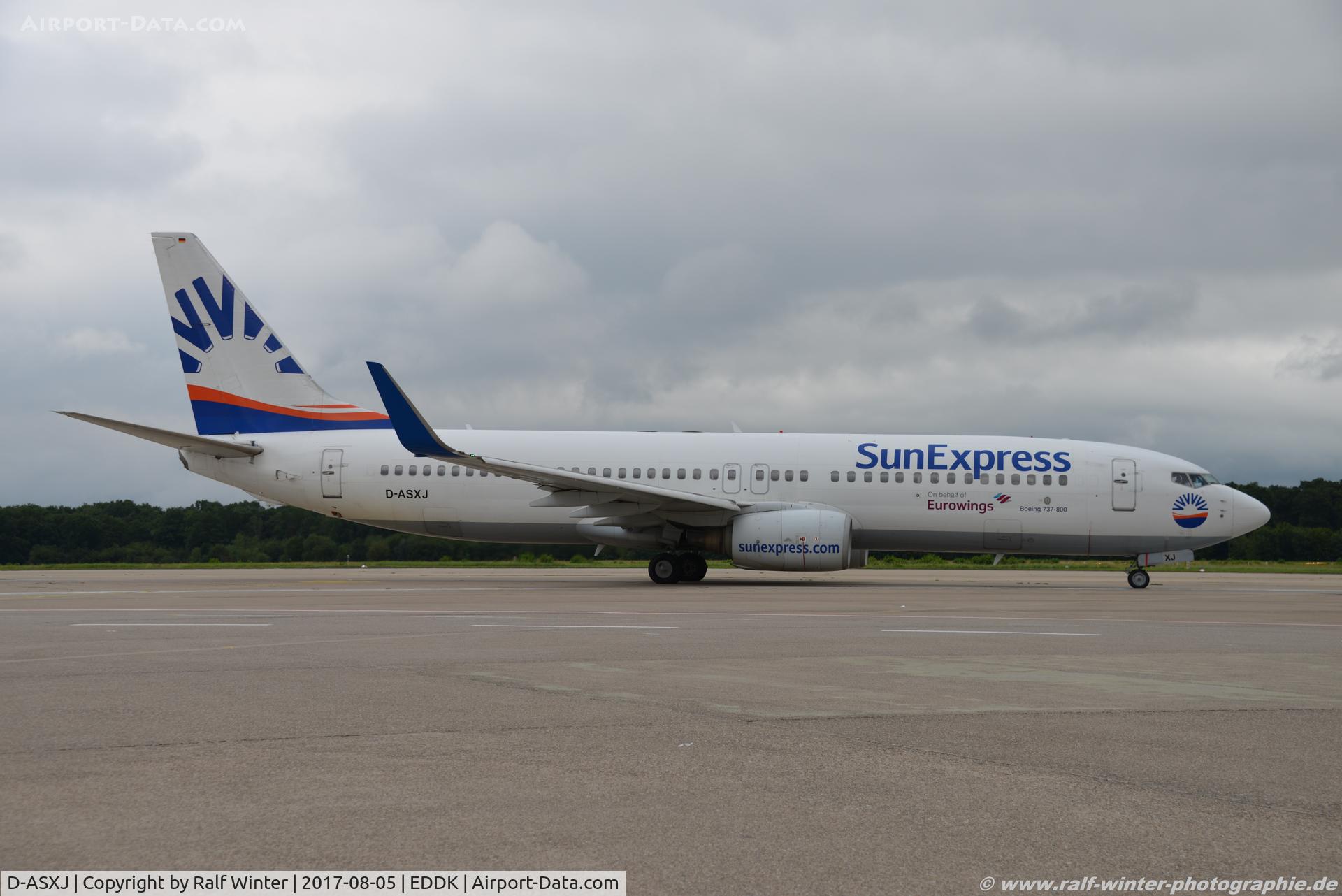D-ASXJ, 2001 Boeing 737-86N C/N 30807, Boeing 737-86N(W) - XG SXD SunExpress Germany opf EWG Euroings Sticker - 30807 - D-ASXJ - 05.08.2017 - CGN