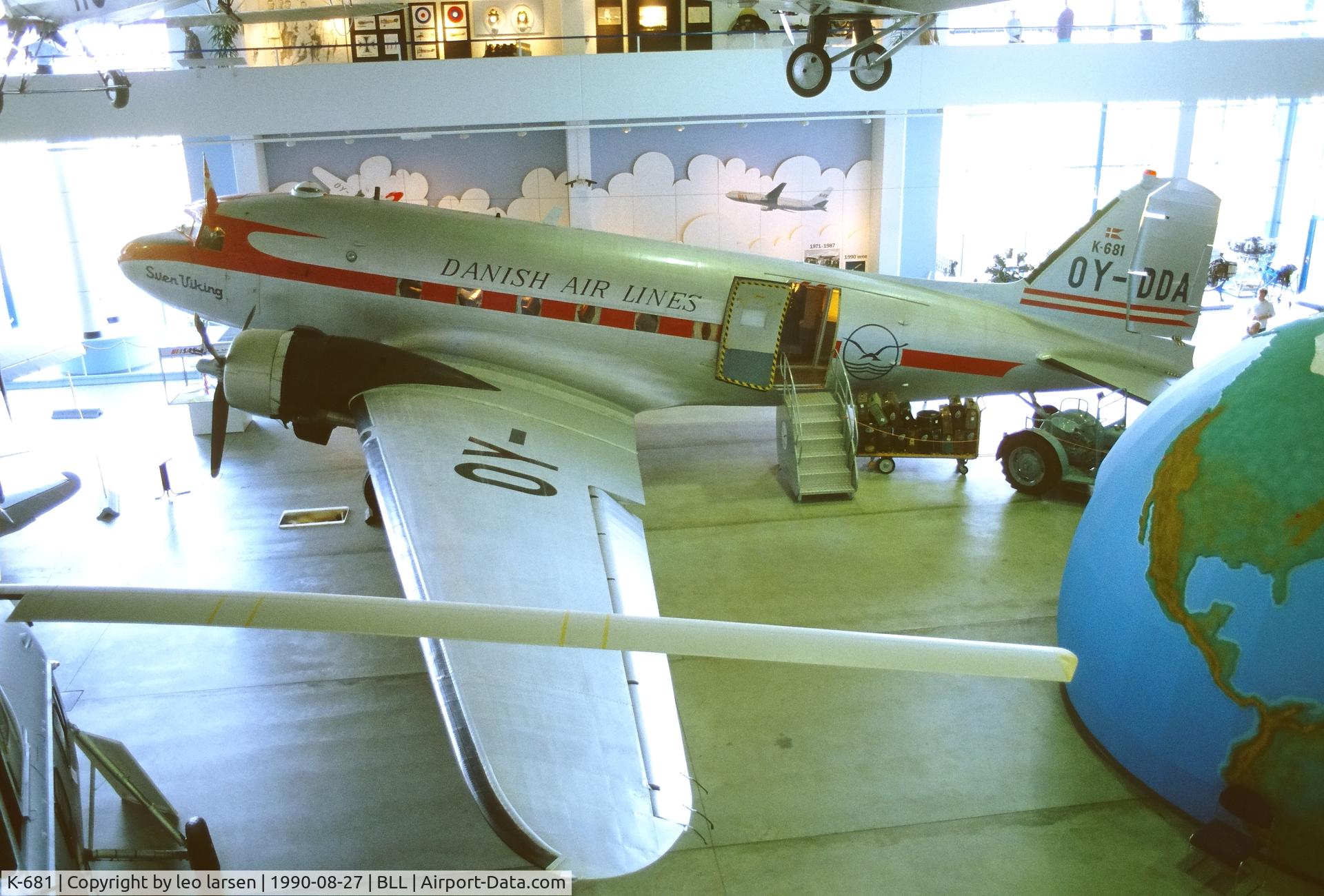 K-681, 1943 Douglas C-47A Dakota C/N 9664, Danish Air Museum Billund 27.8.1990