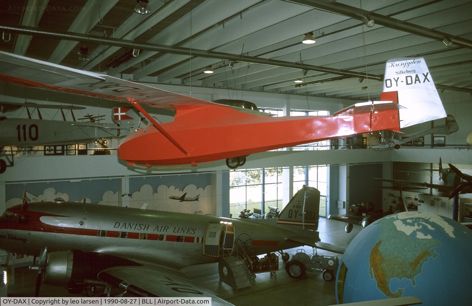 OY-DAX, 1939 Schneider Grunau Baby IIa C/N 2, Danish Air Museum Billund 27.8.1990