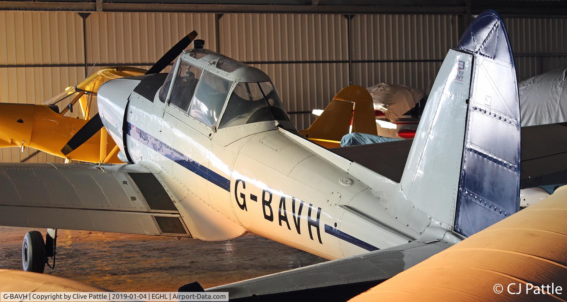 G-BAVH, 1953 De Havilland DHC-1 Chipmunk T.10 C/N C1/0841, Hangared at Lasham