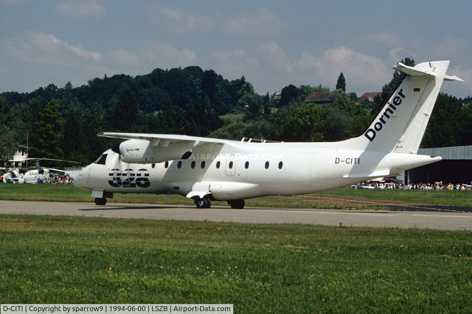 D-CITI, 1992 Dornier 328-110 C/N 3004, On a demonstration at Berne-Belp. Scanned from a slide.