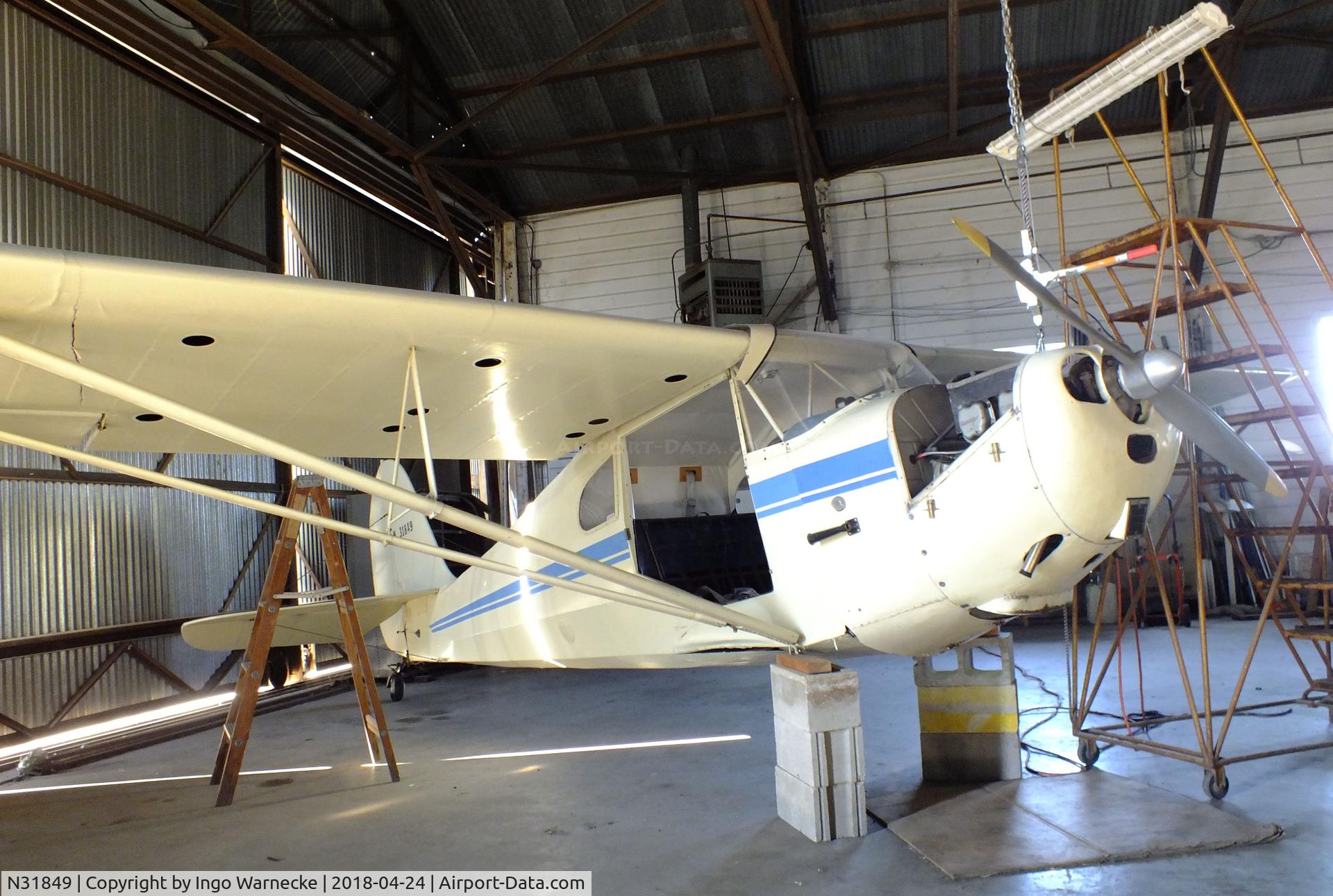 N31849, 1940 Aeronca 65-LB C/N L-11400, Aeronca 65-LB Super Chief, being restored at the Aviation Museum at Garner Field, Uvalde TX