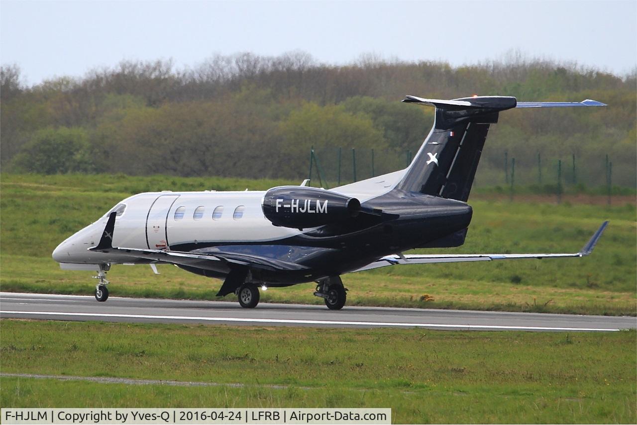 F-HJLM, 2015 Embraer EMB-505 Phenom 300 C/N 50500304, Embraer EMB-505, Take off run rwy 25L, Brest-Bretagne airport (LFRB-BES)