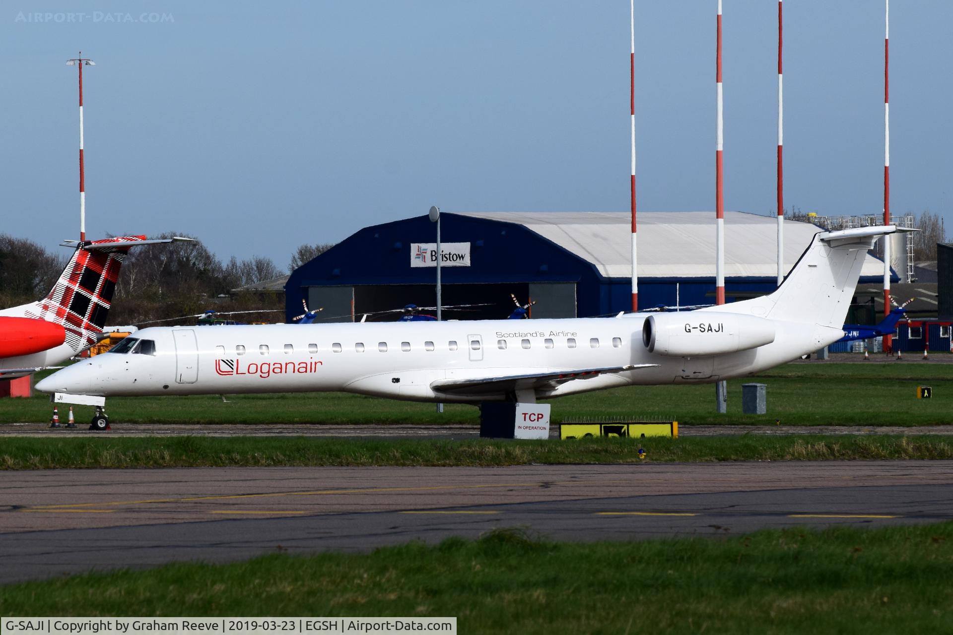 G-SAJI, 2000 Embraer EMB-145EP (ERJ-145EP) C/N 145201, Parked at Norwich.