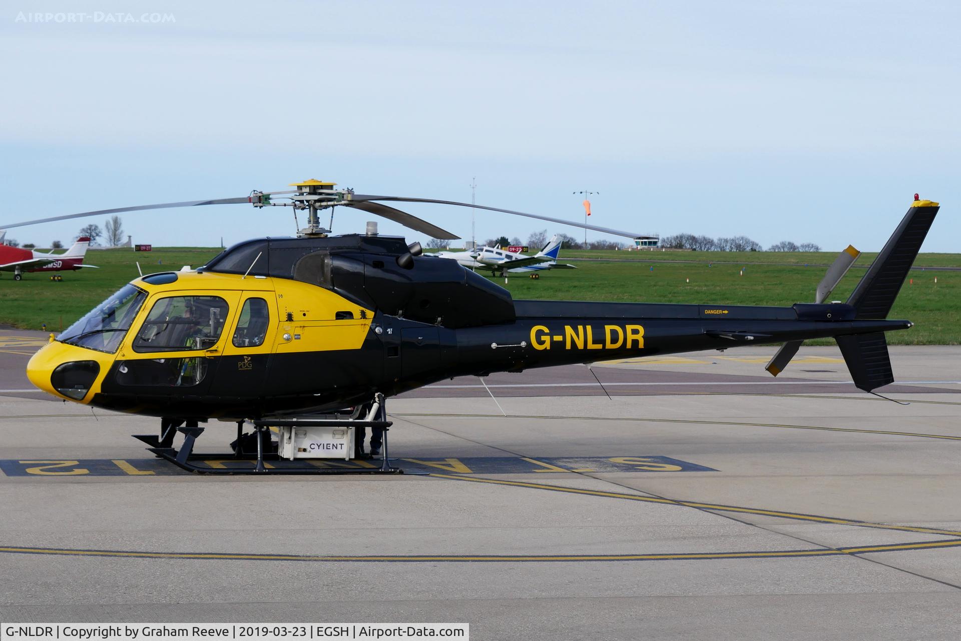 G-NLDR, 1983 Aerospatiale AS-355F-2 Ecureuil 2 C/N 5282, Parked at Norwich.