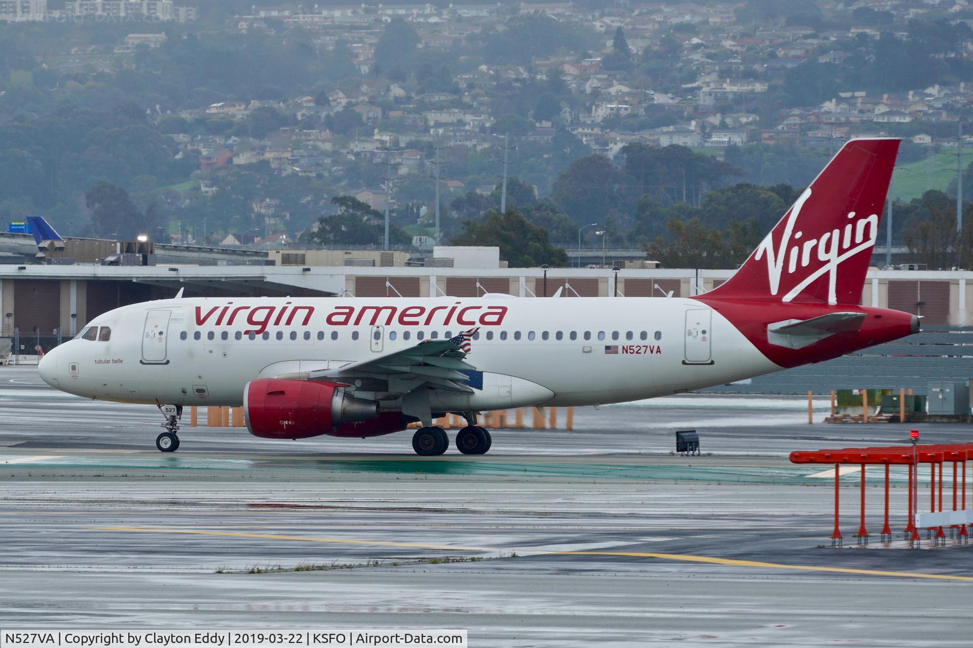 N527VA, 2008 Airbus A319-112 C/N 3417, SFO 2019.