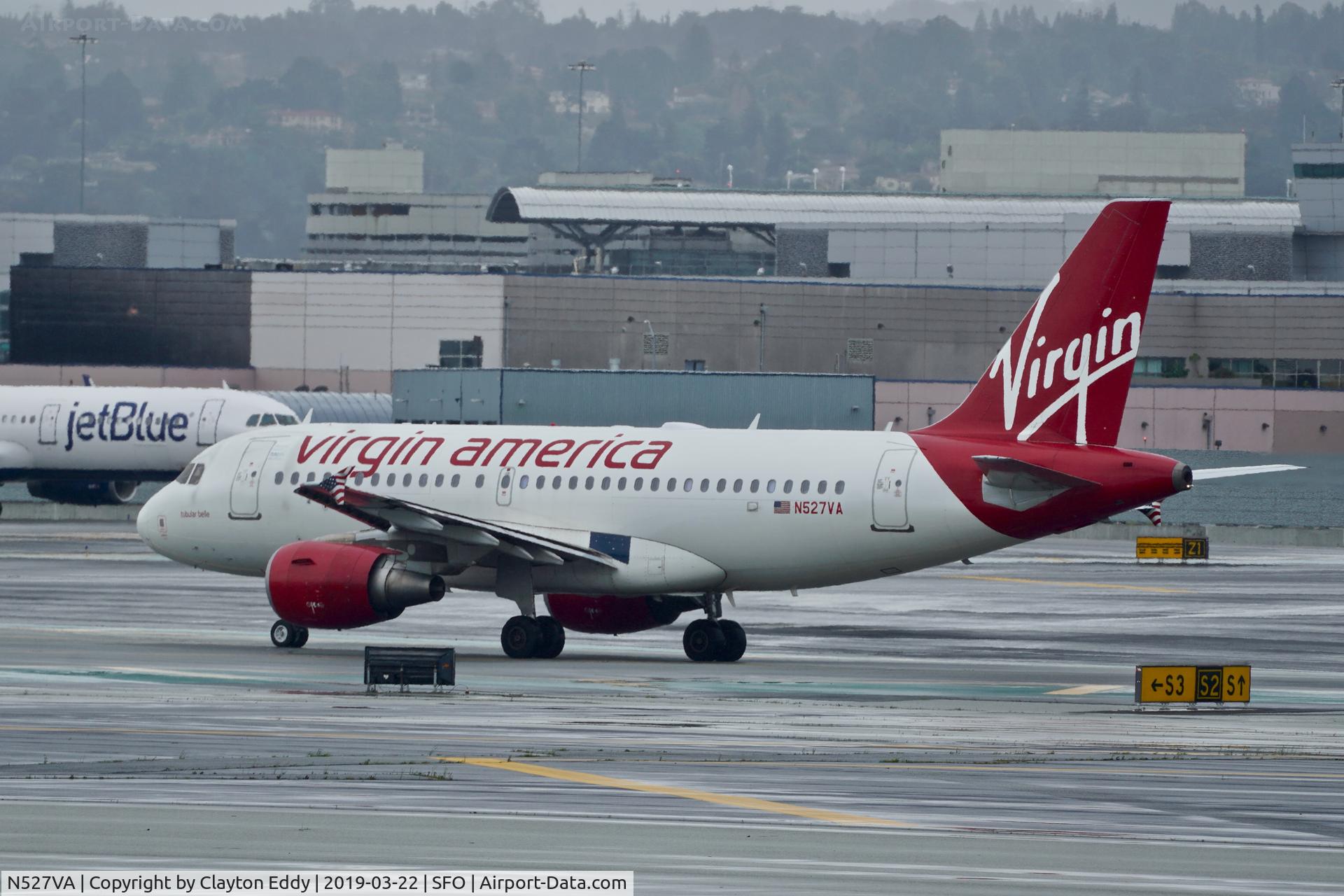 N527VA, 2008 Airbus A319-112 C/N 3417, SFO 2019.
