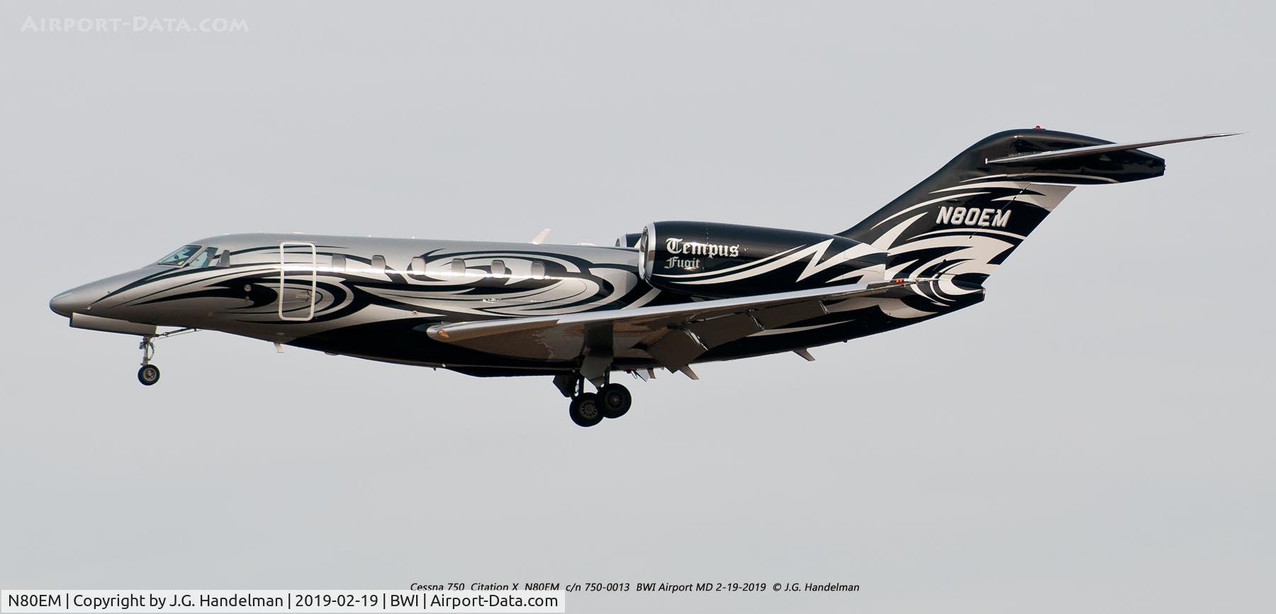 N80EM, 1996 Cessna 750 Citation X Citation X C/N 750-0013, Port side view near 33L.