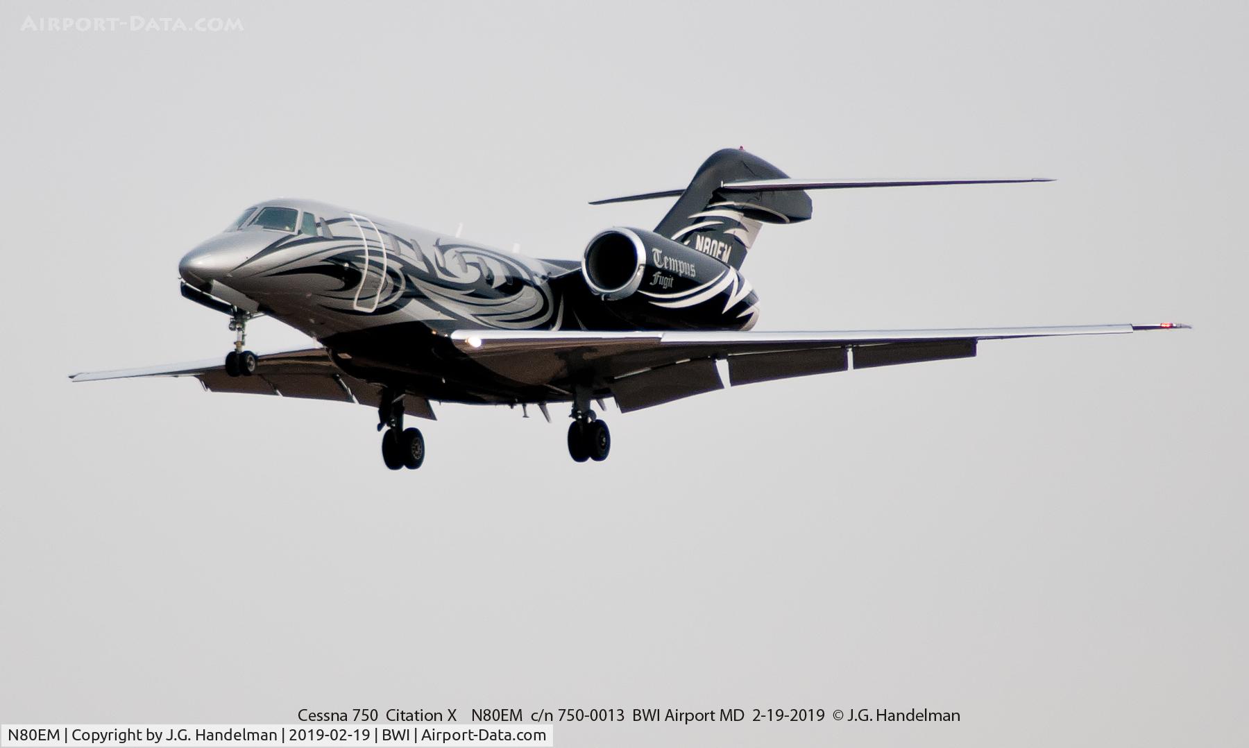 N80EM, 1996 Cessna 750 Citation X Citation X C/N 750-0013, On final to 33L.