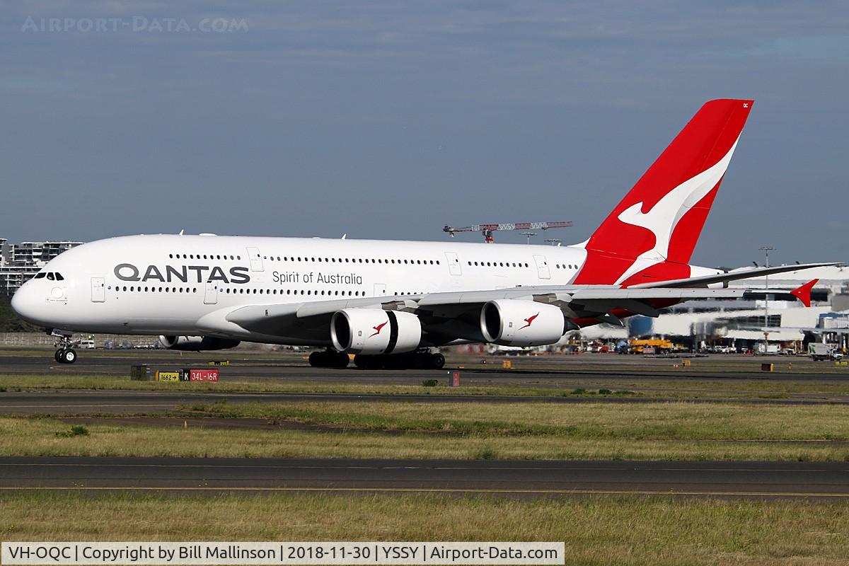VH-OQC, 2008 Airbus A380-842 C/N 022, on 16R