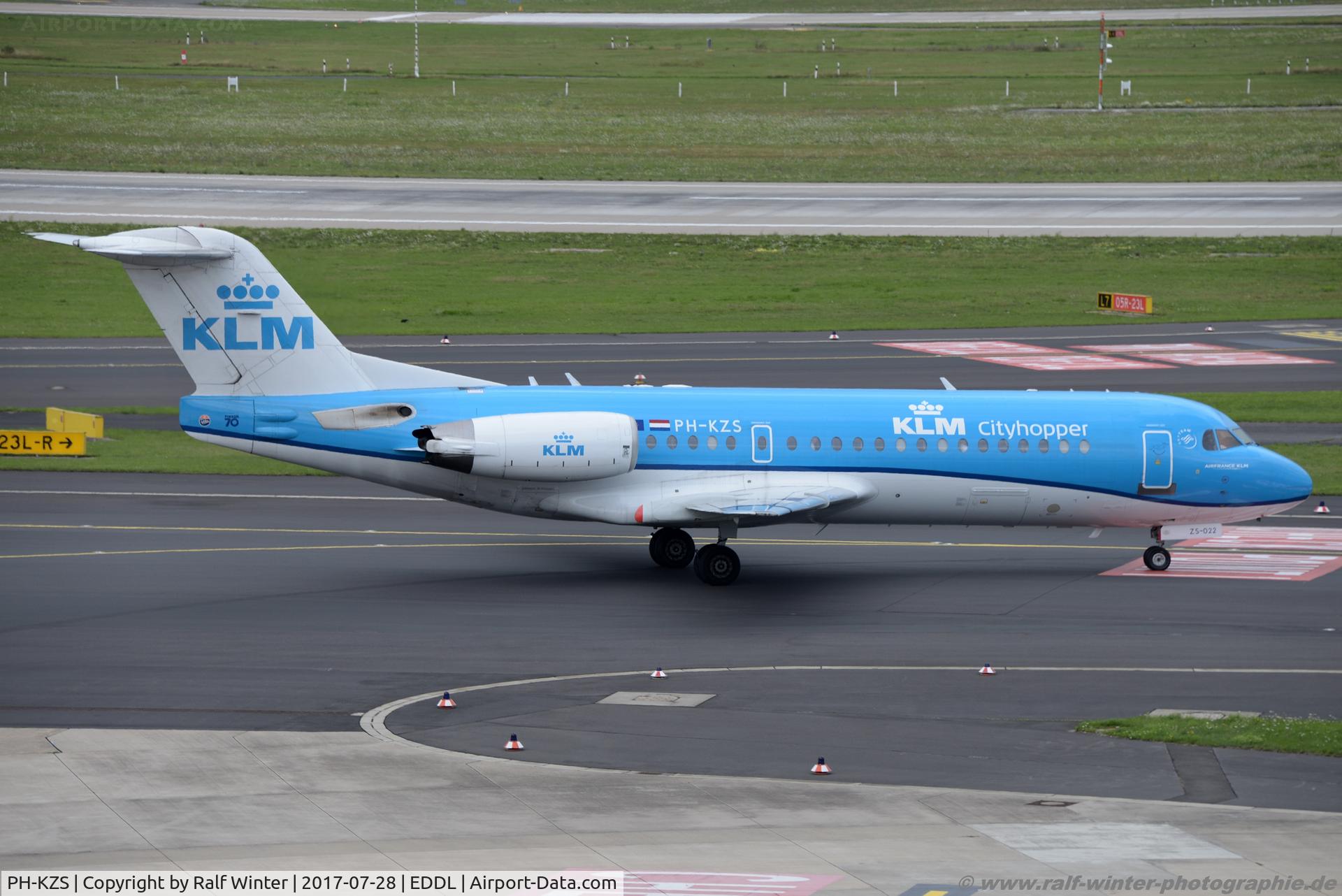 PH-KZS, 1995 Fokker F70 (F-28-0070) C/N 11540, Fokker 70 F28-0070 - WA KLC KLM Cityhopper - 11540 - PH-KZS - 28.07.2017 - DUS