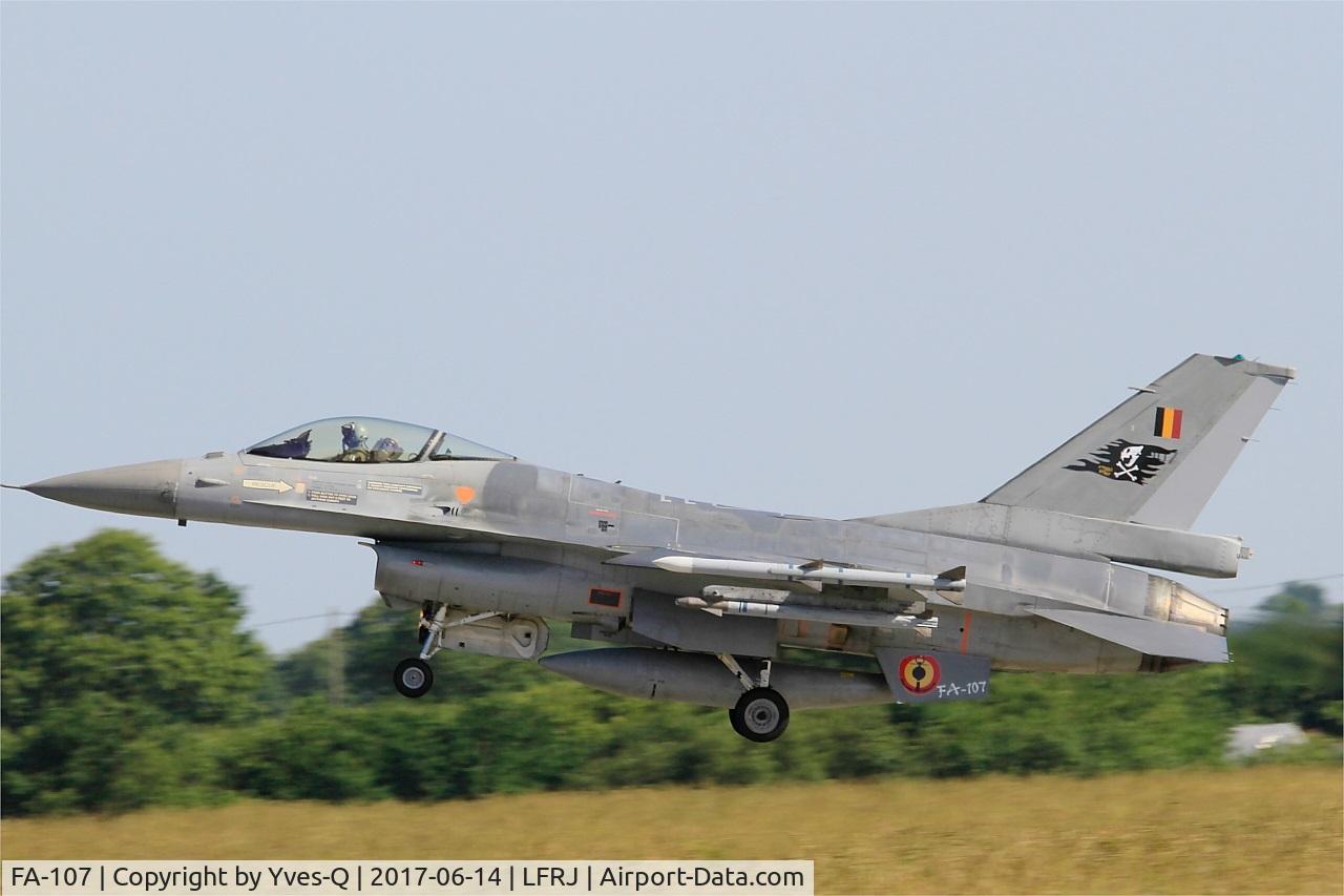 FA-107, 1980 SABCA F-16AM Fighting Falcon C/N 6H-107, SABCA F-16AM Fighting Falcon, Take off rwy 26, Landivisiau Naval Air Base (LFRJ) Tiger Meet 2017
