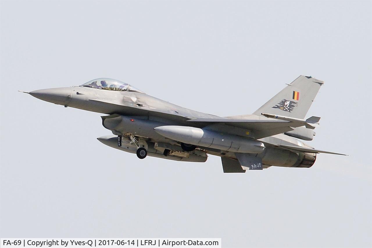 FA-69, 1983 SABCA F-16AM Fighting Falcon C/N 6H-69, SABCA F-16AM Fighting Falcon, Take off rwy 26, Landivisiau Naval Air Base (LFRJ) Tiger Meet 2017