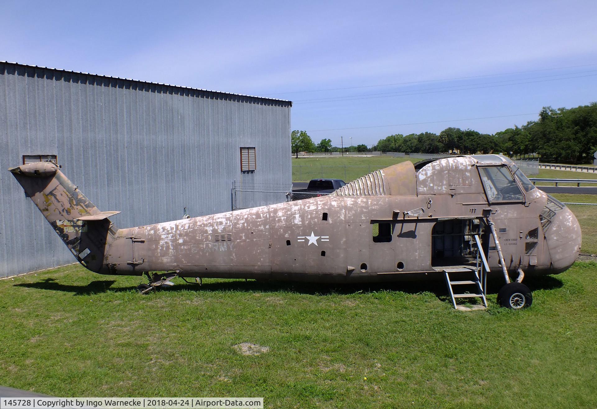 145728, Sikorsky UH-34E Seahorse C/N 58-896, Sikorsky UH-34E Seahorse (minus rotors) awaiting restoration at the Texas Air Museum at Stinson Field, San Antonio TX