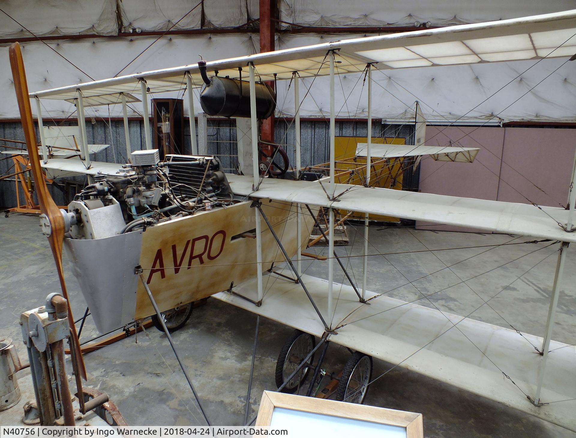 N40756, 1994 Avro 1910 Triplane Mk.4 Replica C/N 003, Avro (Jung J A) 1910 Triplane 80 % replica at the Texas Air Museum at Stinson Field, San Antonio TX