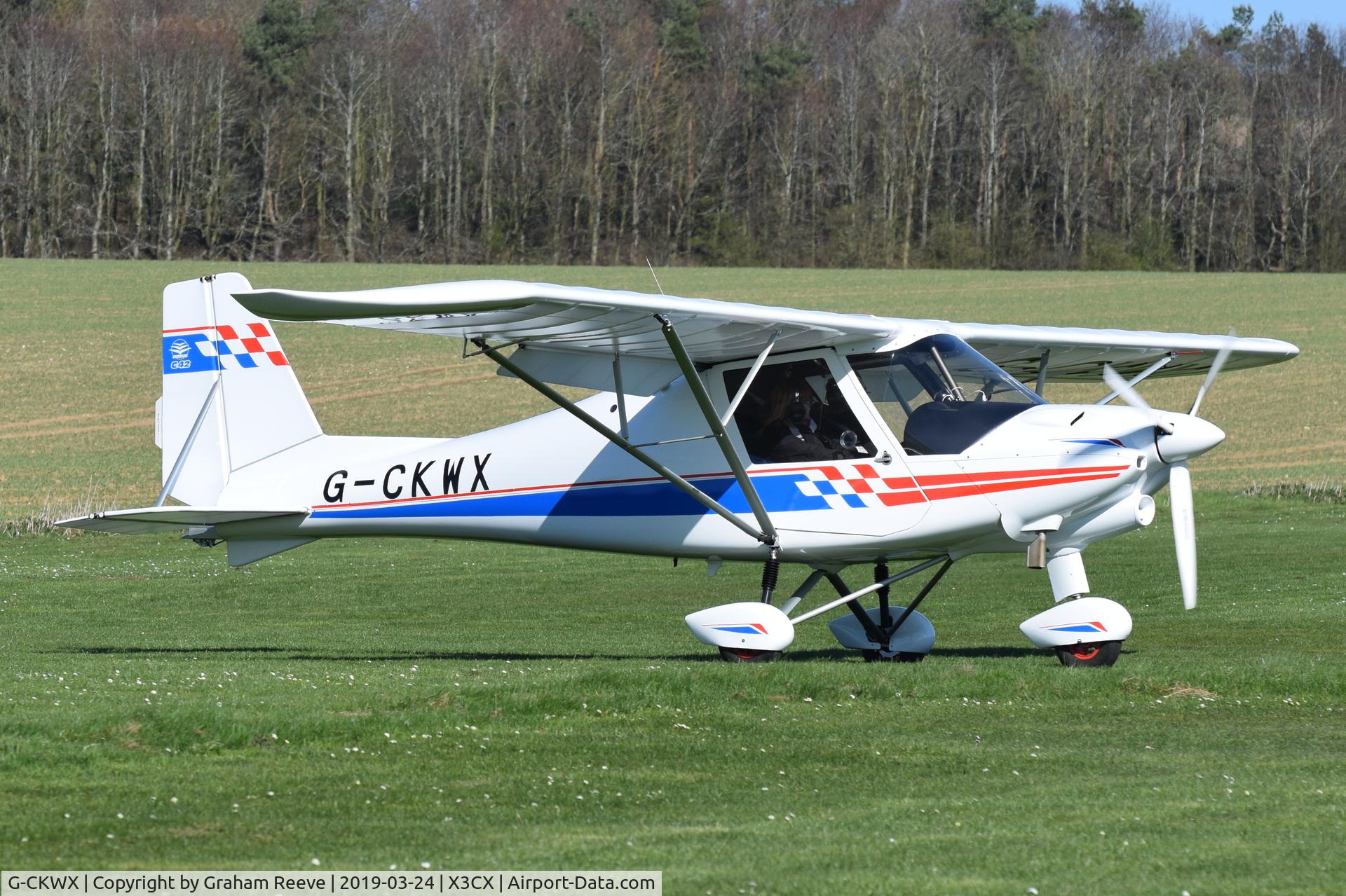 G-CKWX, 2018 Comco Ikarus C42 C/N 1804-7536, Just landed at Northrepps.