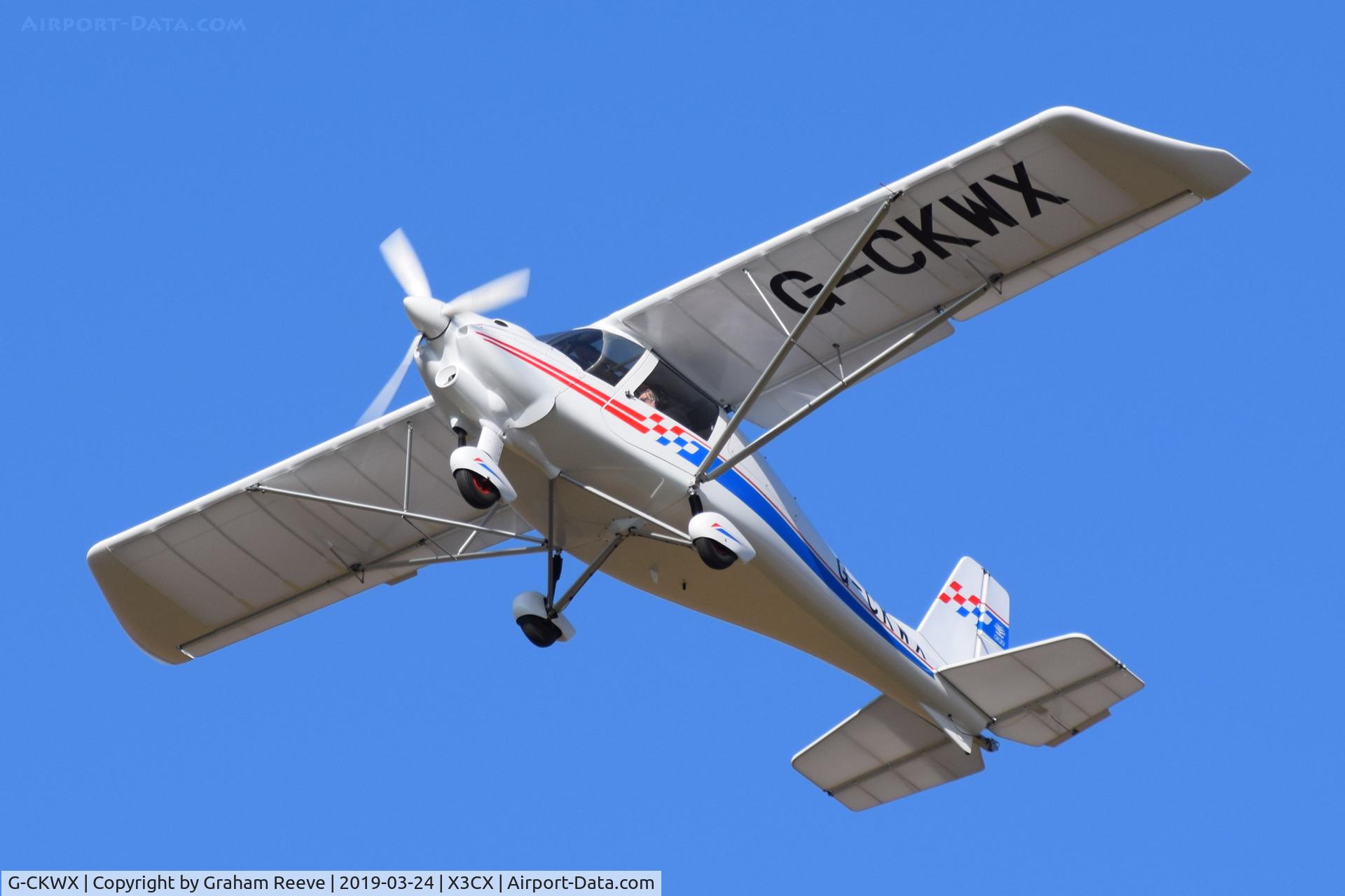 G-CKWX, 2018 Comco Ikarus C42 C/N 1804-7536, Departing from Northrepps.