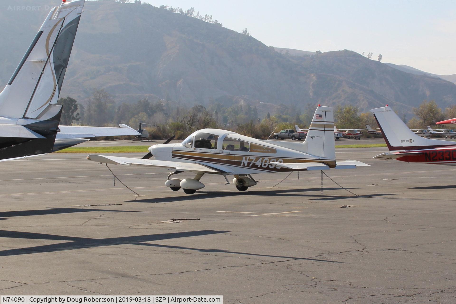 N74090, 1975 Grumman American AA-5B Tiger C/N AA5B-0126, 1975 Grumman American AA-5B TIGER of 'Infinitesimal Airlines', Lycoming O&VO-360 180 Hp on Transient Ramp