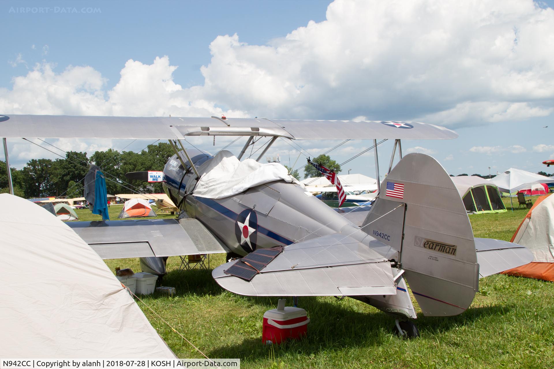 N942CC, 1942 Boeing PT-17 Kaydet (A75N1) C/N 75-4246, In the vintage area, Airventure 2018