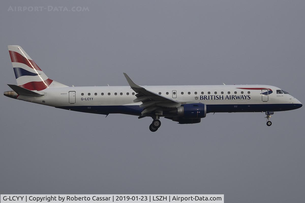 G-LCYY, 2008 Embraer 190LR (ERJ-190-100LR) C/N 19000189, Zurich - Kloten