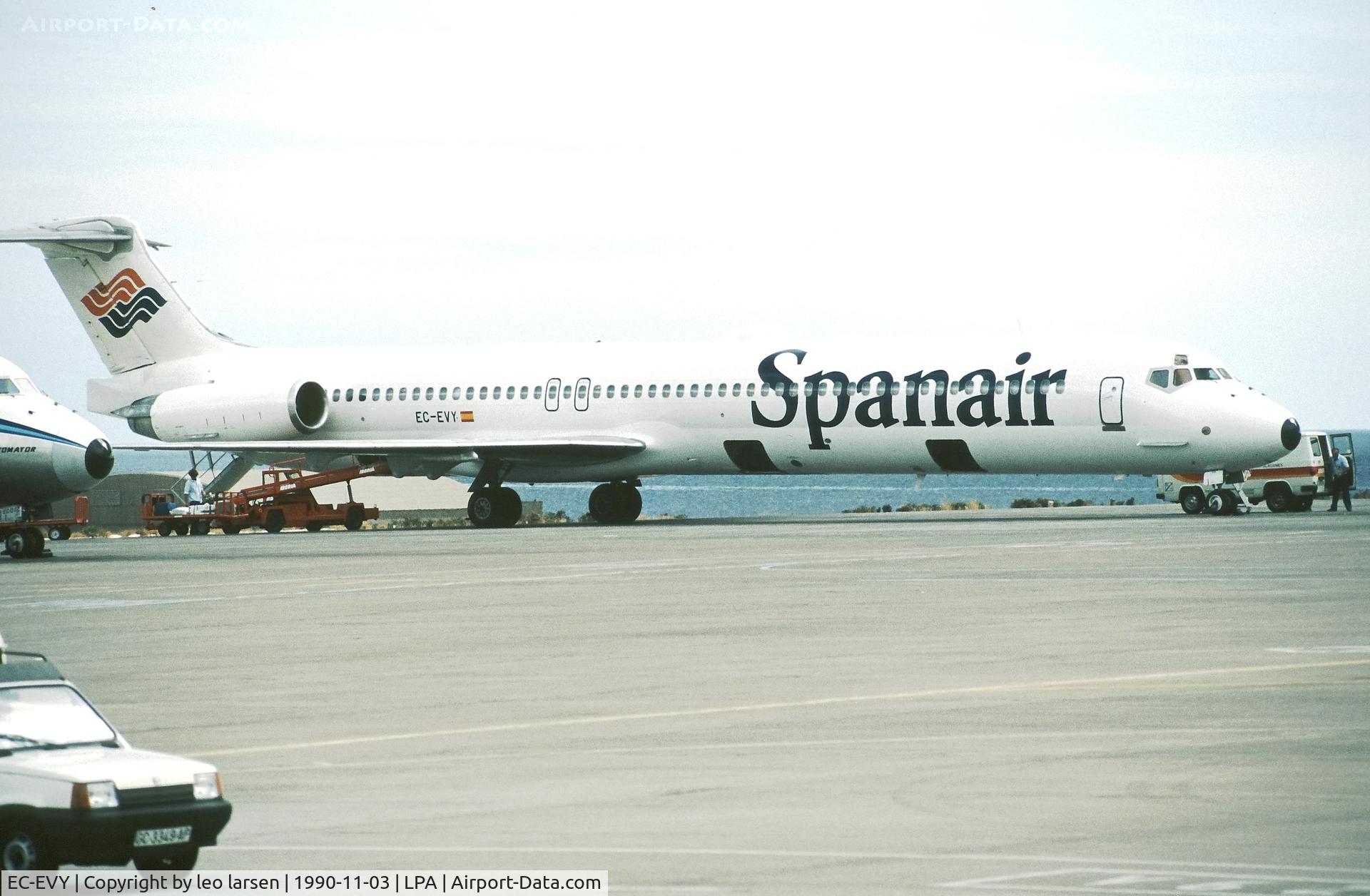 EC-EVY, 1988 McDonnell Douglas MD-82 (DC-9-82) C/N 49661, Las Palmas 3.11.1990