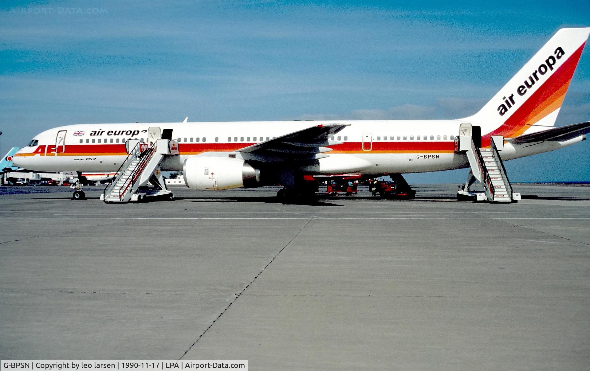 G-BPSN, 1988 Boeing 757-236 C/N 24119, Las Palmas 17.11.1990